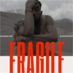 poster image of Fragile, challenge can be opportunity; man holding his head in hand.